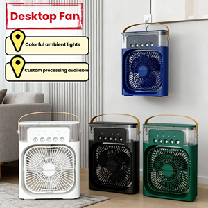 Ventilateur brumisateur humidifiant 5 ports USB Type-C, ventilateur de bureau rafraîchissant avec 3 vitesses et 3 niveaux de brume, refroidisseur d'air portable pour la maison et le bureau - Product Image 1