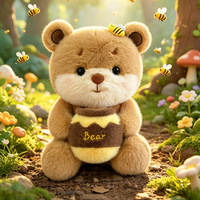 Peluche Ours Pot de Miel et Abeille, Rembourrée en Coton PP, Douce, pour Magasins de Cadeaux et Services de Vente en Gros