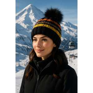 หมวกไหมพรมนำเข้าพร้อมพู่สีดำและซับในขนสัตว์ BERE1133 - Product Image 4