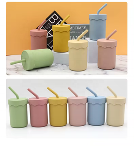 Nouveauté : Gobelets d'apprentissage en silicone de qualité alimentaire pour bébé, sans BPA, avec paille en silicone pour l'alimentation et l'apprentissage - Product Image 4