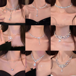 ร่วมรับประทานอาหารค่ำกับเรา~ สร้อยคอพู่ประดับเพชรเต็มเส้นสำหรับผู้หญิง ดีไซน์หรูหราและโดดเด่น เหมาะสำหรับโอกาสพิเศษ - Product Image 4