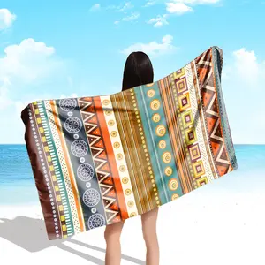 100% Microfiber Material Transfer Process Striped Turkish Towel Large Beach Towel