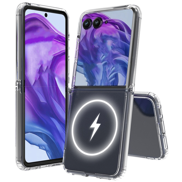 Hybrid PC TPU Transparent Clear Magnetic Case for Motorola Razr 2024 50 Ultra Ultra Protective Mobile Phone Case