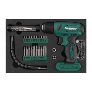 Hi-Spec 8V Lithium-ion <b>Rechargeable</b> Cordless Drill Electric Screwdriver Set For Home DIY Use - Product Image 3