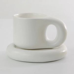 Ceramic Manufacturer New Arrival 10.oz Fat <b>Mug</b> Cute Chubby Cups Couple <b>Coffee</b> <b>Mug</b> and Saucer Ceramic Water Cup Tea <b>Sets</b> - Product Image 1