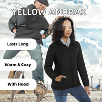 Chaqueta de Invierno Acolchada, Tipo Anorak, Color Amarillo Mantequilla, Tejida, con Botones, Ecológica, Transpirable, Diseño Sólido
