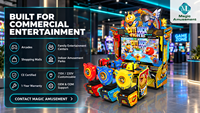 MAGIC AMUSEMENT Jeu d'arcade de tir commercial 3 joueurs, thème combat de canards mignons, sièges mobiles, écran 75 pouces, à monnayeur, 110V/220V pour salles d'arcade