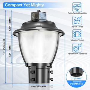 Lampe de poteau extérieure NGTlight, IP65, étanche, 100W, 80W, 60W, 3CCT, lampadaire extérieur, lampes de colonne, lampe de jardin - Product Image 6