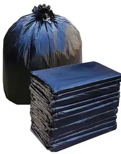 OEM ODM Customized disposable recycled materials HDPE/LDPE big size black trash bags plastic large garbage bag