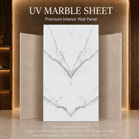 Plaque PVC MORLENX Calacatta Bookmatch UV Effet Marbre 4x8ft Anti-Rayures Sans Joint pour Rénovation Murale TV