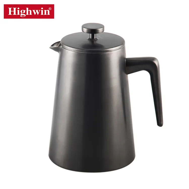 Highwin Factory New 34OZ 1 Liter Black Matt Double Wall Stainless Steel 8 Cup French Coffee Press Heater