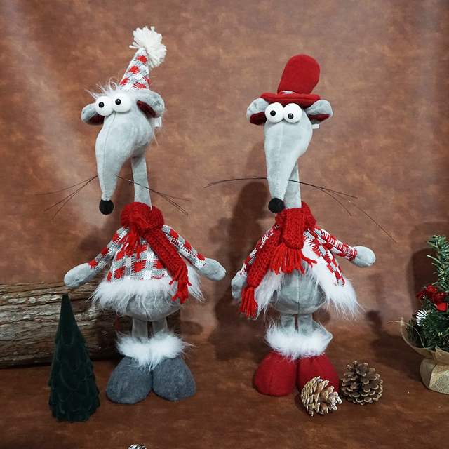 Felted Wool Linen Mice Christmas Decorations Felt Cute Mouse Soft Stuffed Animal Doll