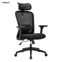 Chaise de bureau pivotante moderne de direction en gros, confortable, élégante, noire, pour conférence, personnel, tâche, en maille