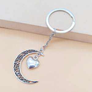 Novedad, regalo del Día de San Valentín, llaveros de Metal Vintage, Luna, estrella, amor, pareja, llavero, monedero, bolso, mochila, llavero con abalorio - Product Image 5