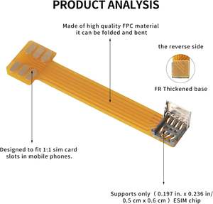 Adaptador y soporte de tarjeta ESIM: ranura de inserción del convertidor de prueba, cable de extensión Nano <span class=keywords><strong>SIM</strong></span> para extender fácilmente las tarjetas en 2 pulgadas (4 piezas) - Product Image 6
