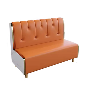 Modern PU Leather <b>Restaurant</b> Booth <b>Set</b> Marble Top Metal Frame Contemporary Dining Furniture for Commercial Use - Product Image 2