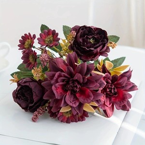<span class=keywords><strong>Bouquet</strong></span> de fleurs artificielles réalistes en soie, 5 têtes de roses Vénus <span class=keywords><strong>et</strong></span> pivoines, décoration moderne pour la maison, accessoires de photographie extérieure pour la Saint-Valentin - Product Image 5