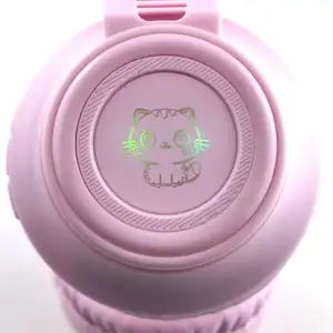 YUSONIC Fone de ouvido sem fio para orelha de gato com luz LED Bluetooth Fones de ouvido dobráveis sobre a orelha Microfone Fone de ouvido sem fio para meninas e crianças