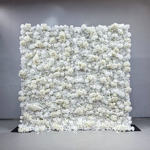 8 * 8ft Roll up çiçek duvar yapay beyaz ortanca gül çiçek duvar düğün arka plan dekorasyon için - Product Image 2