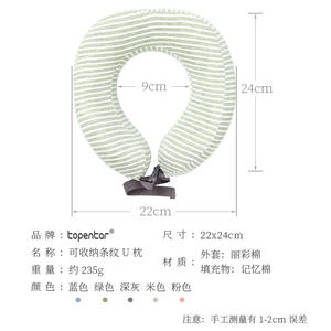 Almohada de viaje portátil con forma de U de espuma viscoelástica para adultos, 25x25x12cm, color verde guisante - Product Image 3