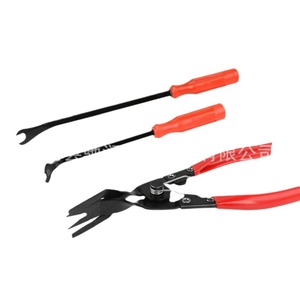 Car Repair Tool <b>Set</b> 3 Piece Steel <b>Pliers</b> Screwdriver Pry Bar Red Handle Auto Maintenance Kit - Product Image 1