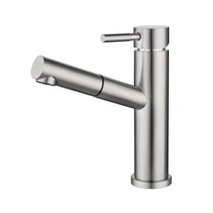 Grifo extraíble monomando para lavabo de acero inoxidable 304, acabado níquel cepillado, para agua fría y caliente, venta al por mayor de fábrica - Product Image 1