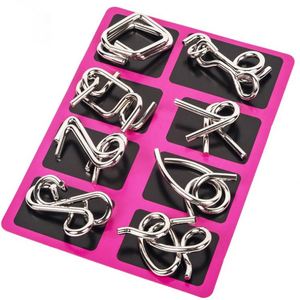 Rompecabezas Metálicos Enlazables al por Mayor, 8 Piezas, Anillos de Desenredado, Juguetes Chinos de Ingenio, Juegos de Entrenamiento Lógico - Product Image 4