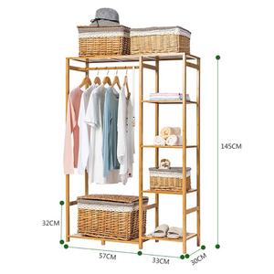 <span class=keywords><strong>Appendiabiti</strong></span> in bambù all'ingrosso con 4 ripiani portaoggetti per organizzare i vestiti, <span class=keywords><strong>appendiabiti</strong></span> moderno in bambù, organizer per armadio - Product Image 4
