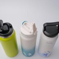 Bouteille d'eau de sport isolée sous vide de 20oz en acier inoxydable avec couvercle et poignée.