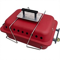 Barbecue à gaz portable moderne en acier pliable avec fonction fumoir, haute température, puissance 2,5 kW, allumage piézoélectrique, sécurité anti-épuisement d'oxygène