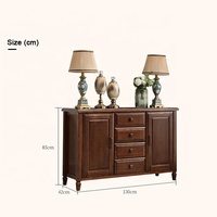 Table console en teck de luxe française pour couloir, moderne avec 2 portes et 4 tiroirs pour salon