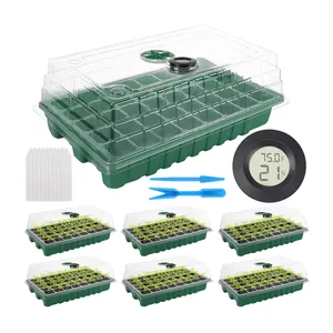 6 Pcs 240 Cell Plant Grow Tray with Clear Raised Lid Dome for Indoor Seedling Greenhouse Seed Starter Tray