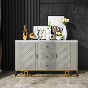 Customizable Modern <strong>Sideboard</strong> <strong>Cabinet</strong> Leather and Marble <strong>Display</strong> <strong>Cabinets</strong> Dining Room Furniture - Product Image 2