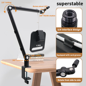 Xách Tay Nhiệm Vụ Nặng Nề Ngắn <span class=keywords><strong>Microphone</strong></span> Đứng Nhỏ Gọn Máy Tính Để Bàn Mic Cánh Tay Với Bảng Bảo Vệ Cho Live Streaming Và Chuyên Nghiệp Sử Dụng - Product Image 3