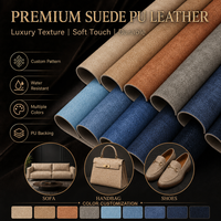 Cuir PU microfibre personnalisé épais de 1,0 mm avec tissu en daim extensible gaufré pour chaussures, sacs et vêtements
