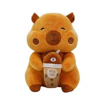 Peluche Super Douce Brodé Kapibala en Forme de Tasse de Thé au Lait, Jouet Anti-Stress pour Enfants, Cadeau d'Anniversaire, Idéal pour le Sommeil