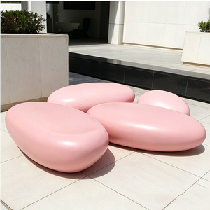 Fiberglass Stone Bench Modern Public Waiting <b>Chair</b> Durable Stool for Government Service Centers - Product Image 2