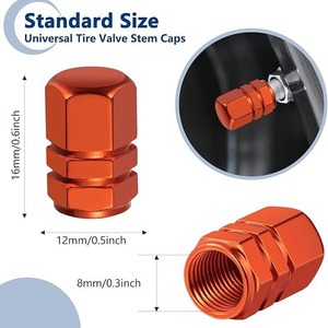 Capuchon de valve en alliage, capuchon de tige de valve de pneu universel, cache-poussière, capuchon de buse d'air, pièces automobiles, orange, métal - Product Image 2