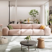 Canapé sectionnel trois places en velours chenille design de style crémeux nouveau modèle de tissu de salon pour appartement