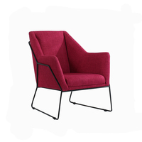 Fauteuil lounge rembourré en velours jaune pour salon ou coin de chambre