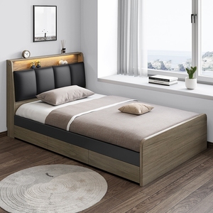 Cama Individual Minimalista y Elegante con Diseño Geométrico y Base <span class=keywords><strong>de</strong></span> Láminas Reforzadas para Hoteles <span class=keywords><strong>de</strong></span> Alta Gama y Apartamentos Tipo Estudio - Product Image 1