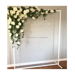 Fashion Square Wedding Flower Balloon Stand Square Backdrop Gold 2 Meter Mesh Backdrops Arch