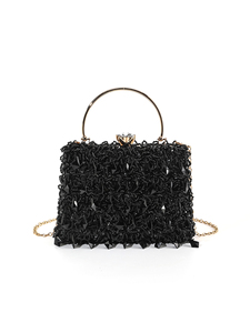 Bell High Quality Gemstone Pendant Evening <b>Bag</b> Beaded Embroidery <b>Sequins</b> Chain Strap Casual Fashion Party Wedding Clutch 5A - Product Image 6