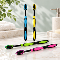 Brosse à dents manuelle à poils doux pour adultes, double couleur, poignée antidérapante, nettoyage en profondeur, brosse à dents personnalisable pour la maison