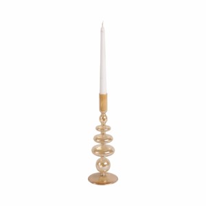 Modern <b>Glass</b> Candle Holder With Disc And Sphere Design For Table Decor Taper <b>Candlestick</b> - Product Image 2