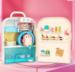 Elektrischer Kühlschrank Spielzeug Sound und Licht Interaktion Pinguin Kunststoff Kinder Küche Spielzeug