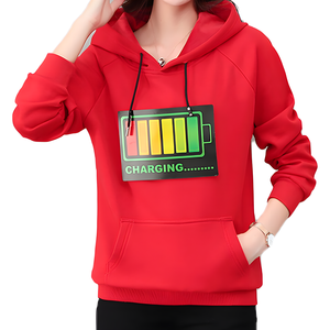 Sudadera Luminosa con Panel EL Activado por Voz, con Diseño Musical a Cuadros, Pulsante y LED, para Fiestas, Casual y Entretenimiento - Product Image 1