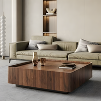 Table basse carrée en bois massif couleur noyer, style moderne et luxueux, nouveau style chinois, pour salon, table à thé combinée