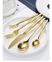 Style bambou fourchette couteau cuillère 304 acier inoxydable argent or couverts couverts ensembles pour mariage Restaurant hôtel