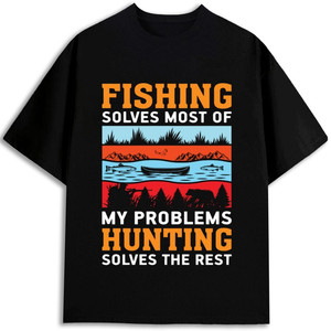 Camiseta de Pesca y Caza para Hombre, 100% Algodón, 180 g/m², Cuello Redondo, Diseño Estampado en la Parte Delantera, Ropa para Actividades al Aire Libre - Product Image 1